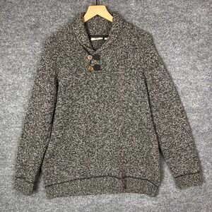 Fjallraven Lada Sweater Mens XL Gray Wool Blend Shawl Neck Button Pullover